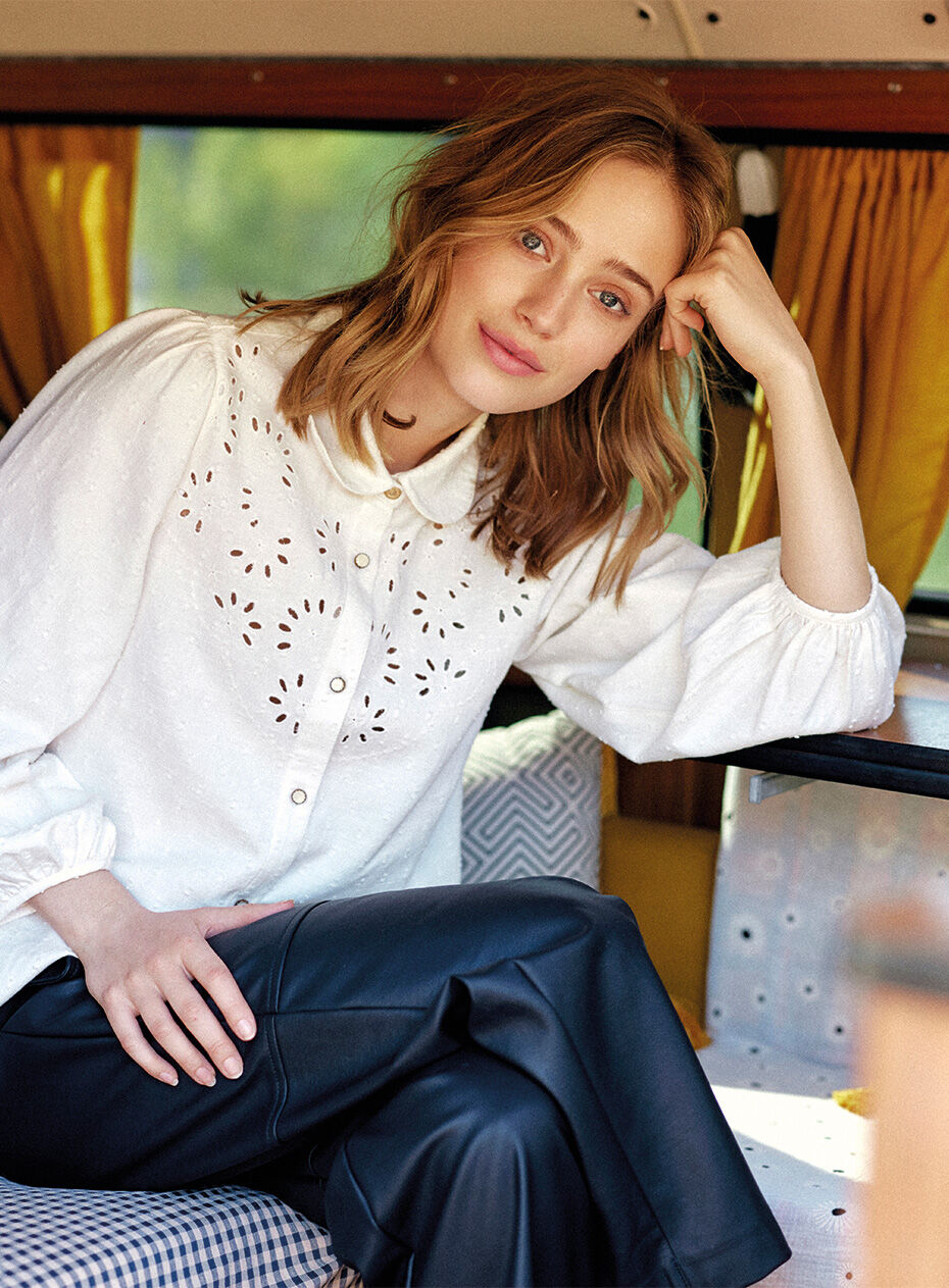 Chemise écrue plastron broderie anglaise I.Code 