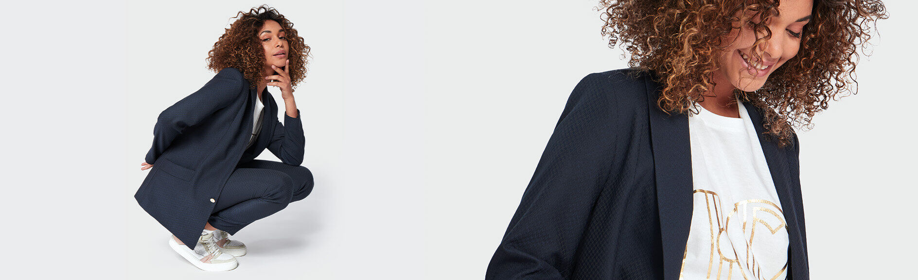 I.Code navy jacquard houndstooth suit jacket