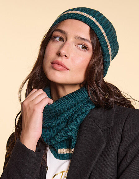 Nachtgroene snood ribtricot I.Code x Lafrançaise Nachtgroene snood ribtricot I.Code x Lafrançaise