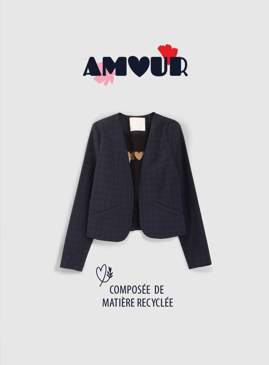 I.Code navy check suit jacket