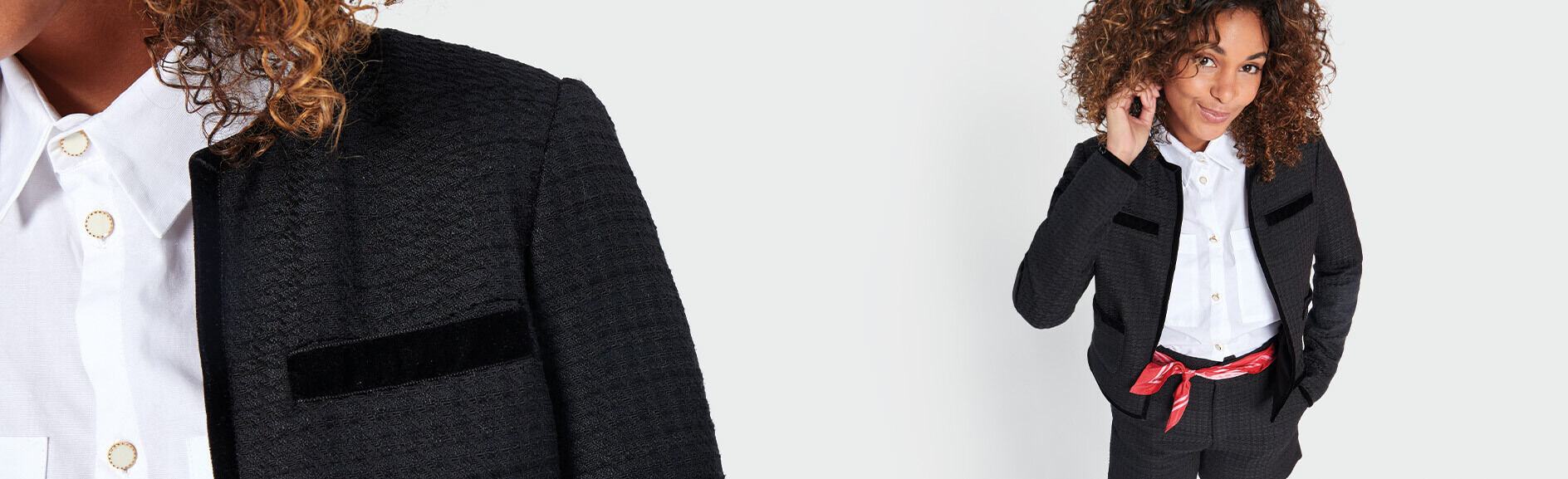 I.Code black waffle tweed-look square jacket