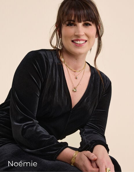I.Code black panne velvet blouse