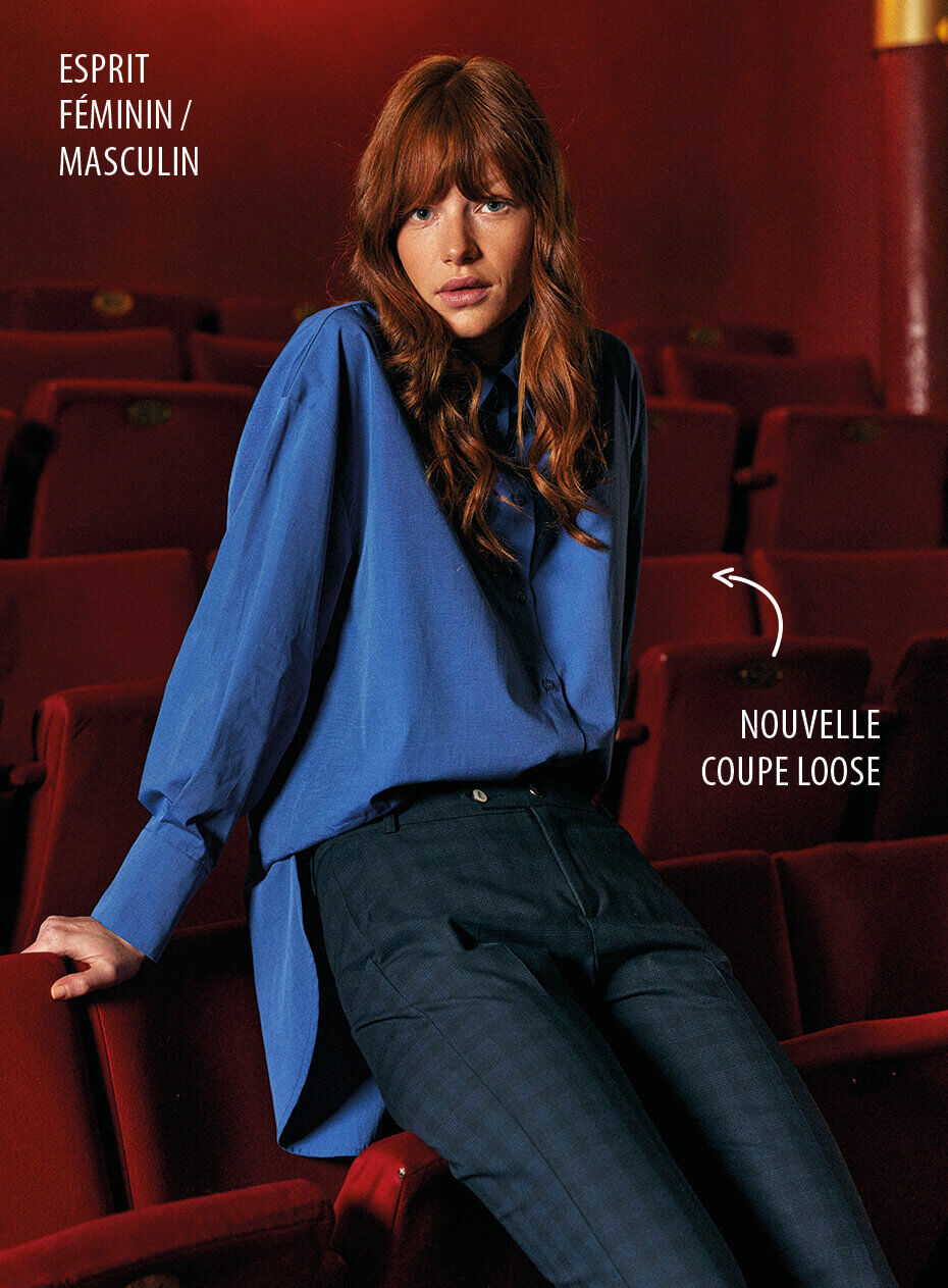 Chemise mi-longue bleu saphir I.Code