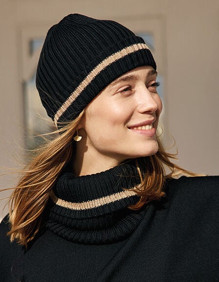 Zwarte snood ribtricot I.Code x Lafrançaise Zwarte snood ribtricot I.Code x Lafrançaise