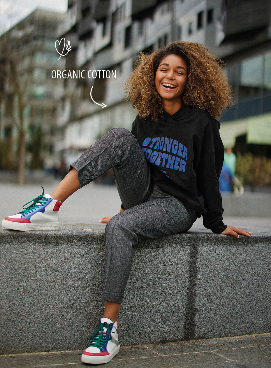 I.Code black hoodie with glittery 3D slogan