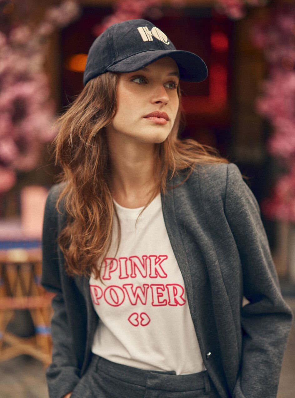 Wit T-shirt roze velours tekst I.Code