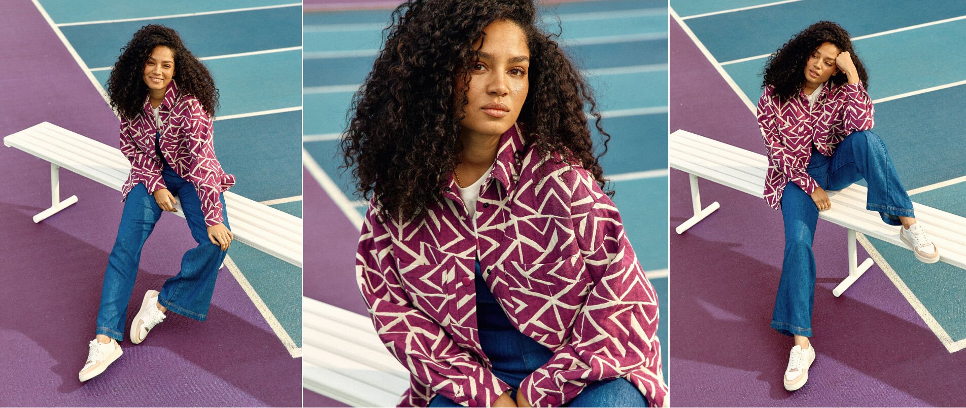 Chaqueta de jacquard en violeta con estampado gráfico I.Code