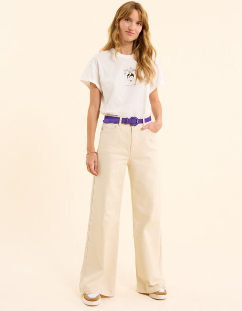 Ecru wide-leg jeans I.Code