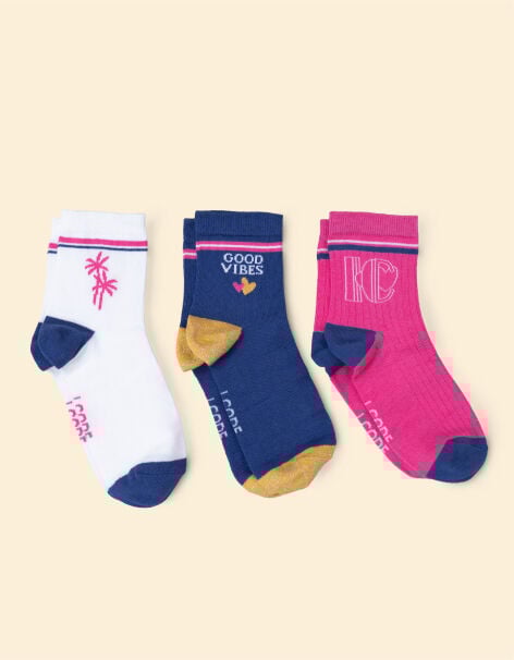 Calcetines blancos, azules y rosas de I.Code