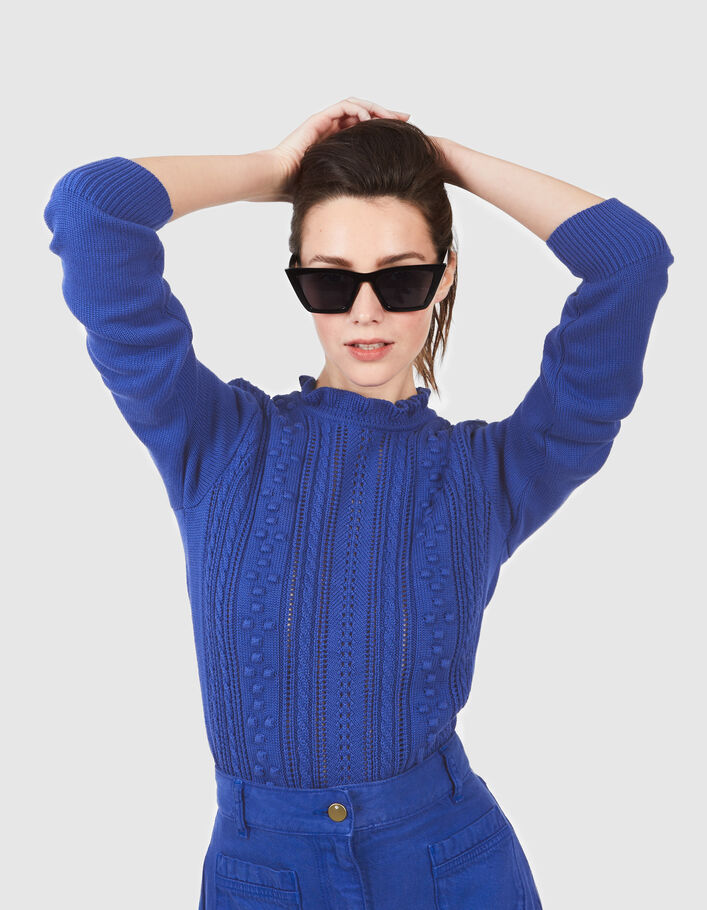 I.Code electric blue decorative knit sweater - I.CODE