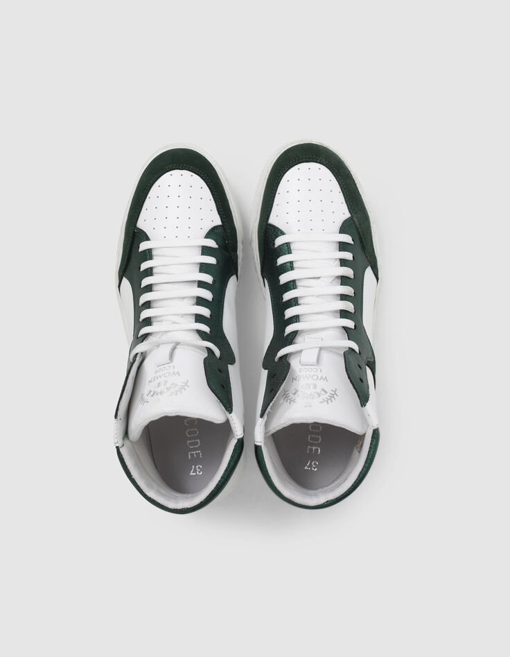 I.Code imperial green and white high-top trainers-4