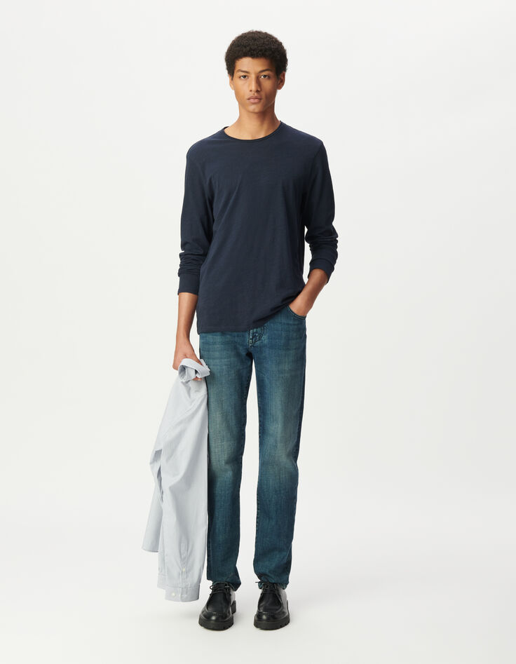 Marineblaues Herrenshirt L'Essentiel mit langen &Auml;rmeln-3