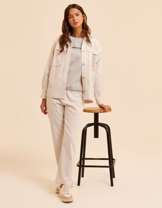 I.Code ecru cargo-style straight trousers