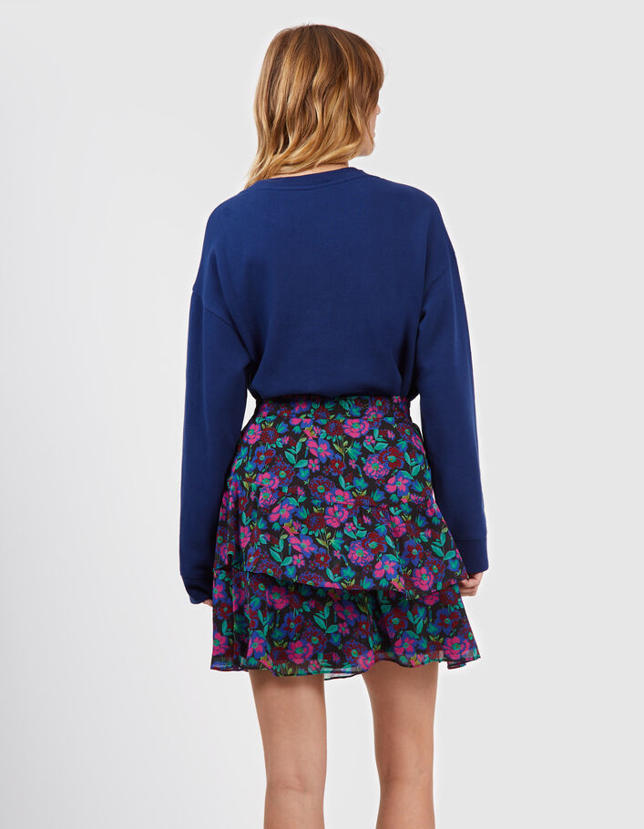 I.Code raspberry short skirt with colour floral print - I.CODE