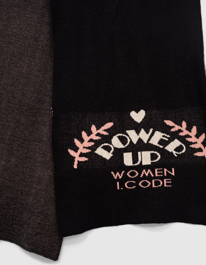 I.Code black slogan jacquard scarf - I.CODE