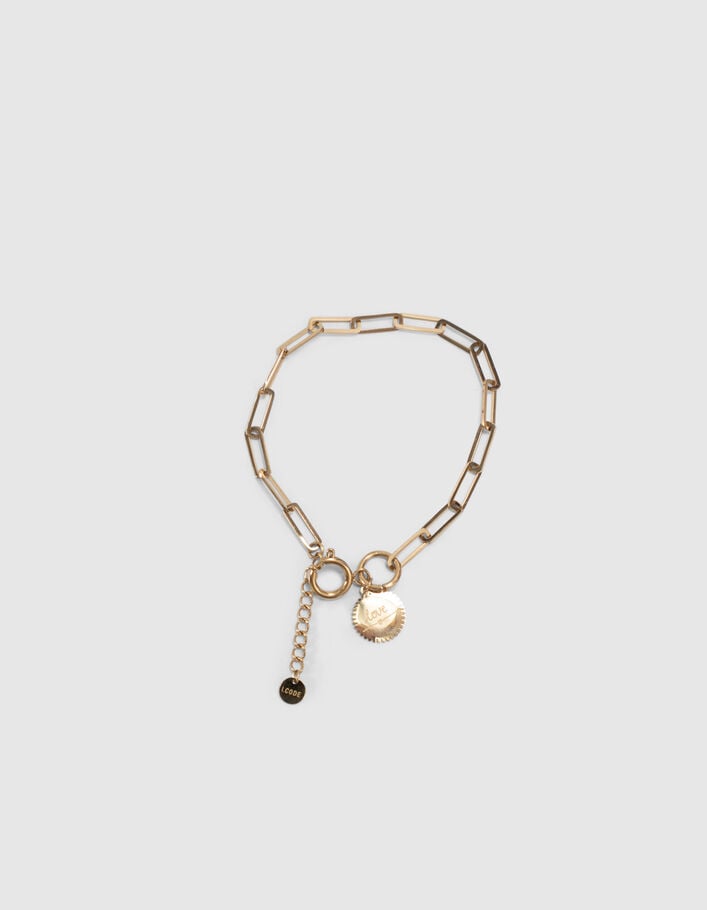 I.Code gold-tone metal fine chain bracelet with charm - I.CODE