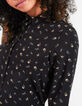 I.Code black shirt with minimalistic floral print-5