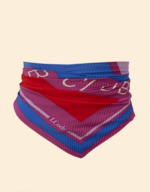 Foulard carré plissé violine rayures et message I.Code
