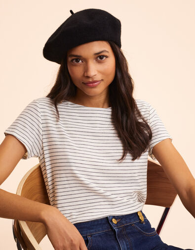 I.Code white sailor stripe T-shirt with buttons