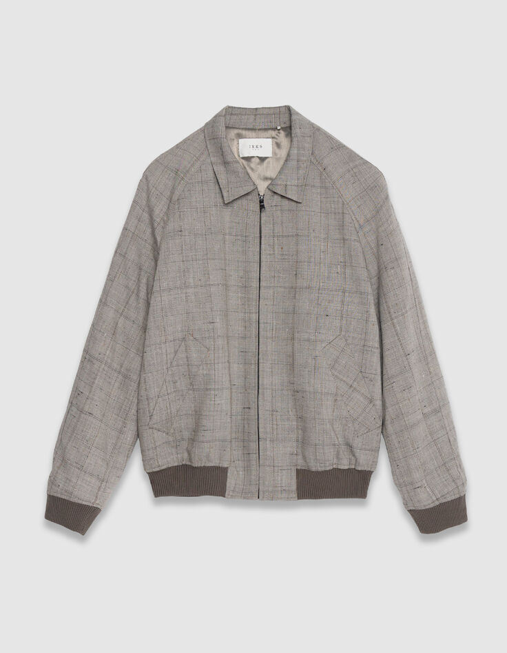 Taupe Bomberjacke Rei&szlig;verschluss Karo-8