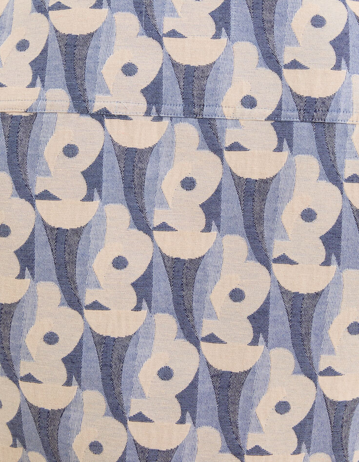 Veste bleue jacquard motif fleurs I.Code-9