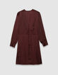 Bordeauxrotes Damenkleid bezogene Kn&ouml;pfe-5