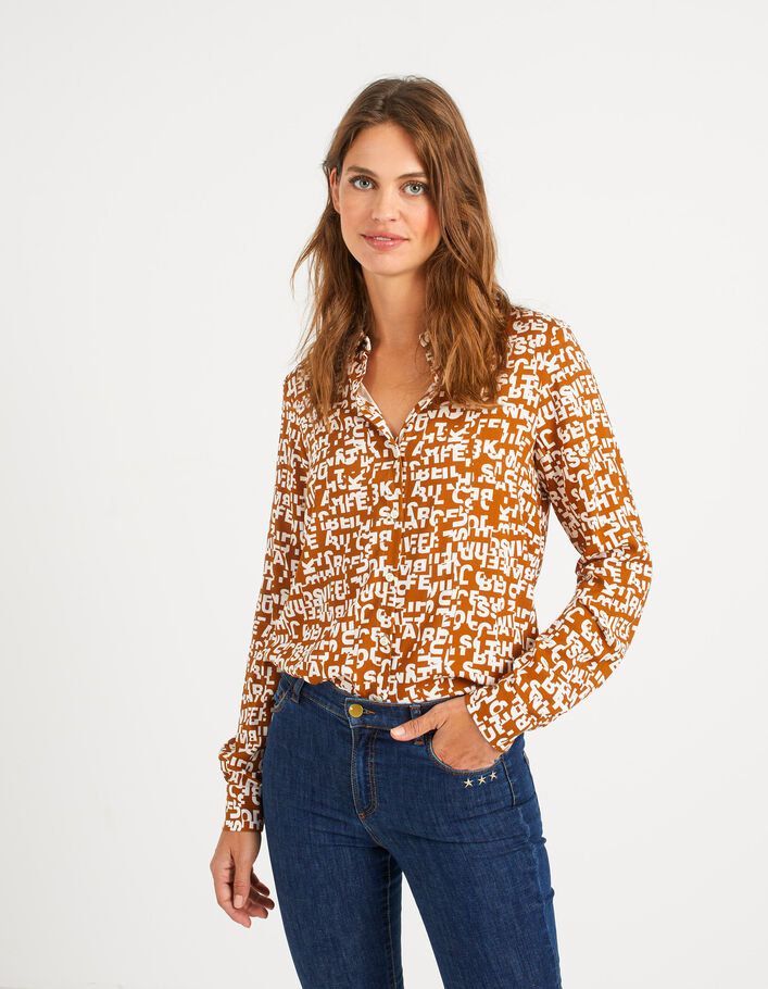 Camisa caramelo maxi letras I.Code