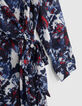 Marineblaues Recycling-Damenkleid mit Batikblumen-4