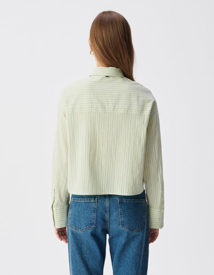 Camisa de rayas verdes para Mujer con corbata-3