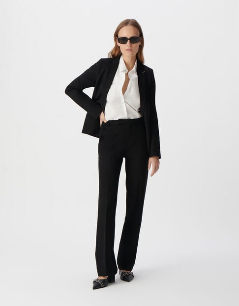 Pantalon de tailleur noir ajust&eacute; maille Milano Femme - IKKS