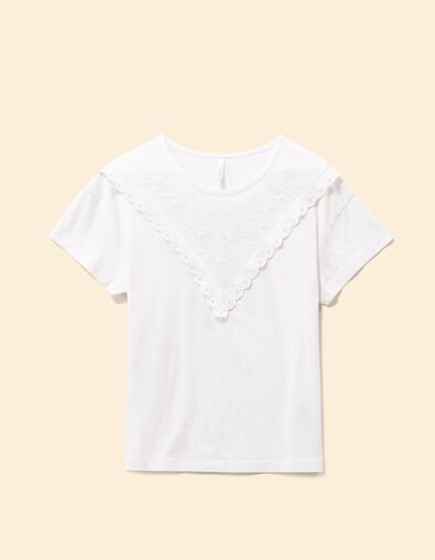 T-shirt blanc à broderie florale I.Code