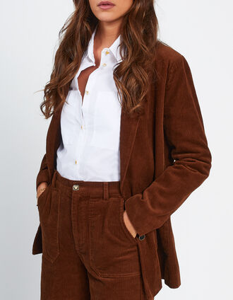 Veste de costume châtaigne velours côtelé I.Code