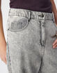 Edie Damen Jeans mit hoher Taille und weitem Bein, grau, mit Fransen an der Unterseite-5