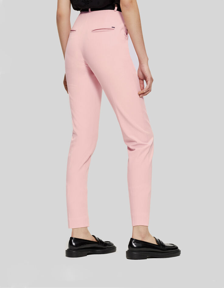 Rosa Damen-Zigarettenanzughose mit schwarzem G&uuml;rtel-3