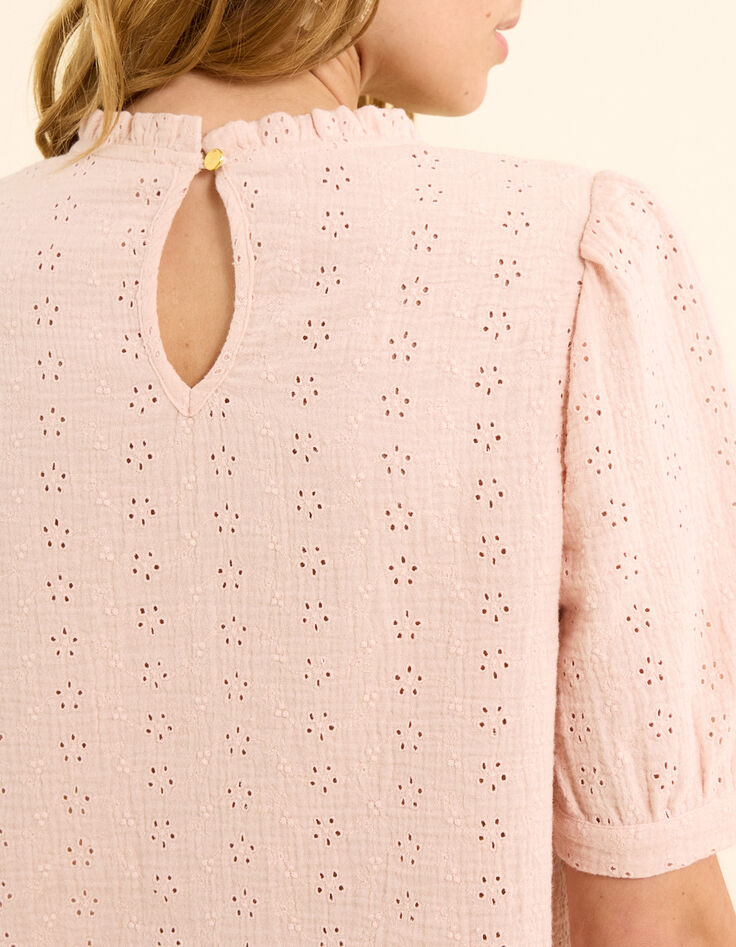 Top rosa bordado ingl&eacute;s y encaje I.Code-4