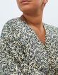Cremeweißes Kleid I.Code mit Blatt-Print im Folk-Look-4