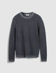 Blauer Herren Pullover aus geripptem Jacquard-5