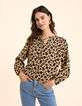 Beige blouse bloemen-luipaardprint I.Code-1