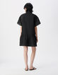 Schwarzes Kleid mit durchbrochenem Karomuster Damen-2