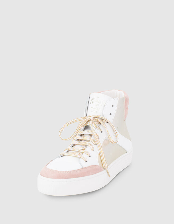 Baskets dorées, blanches et roses en cuir I.Code-3