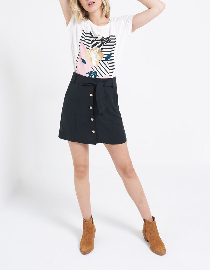 I.Code black buttoned and belted shirt - I.CODE