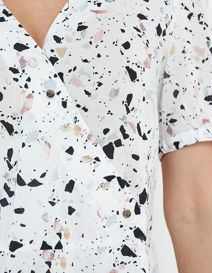 I.Code off-white terrazzo print wrap top-4