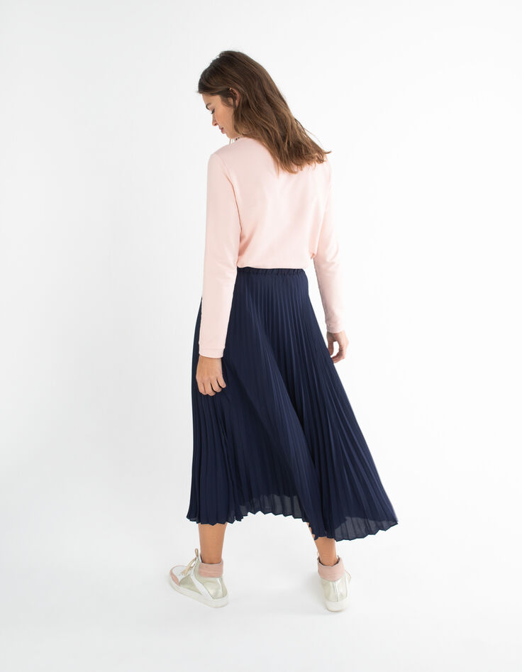 Jupe longue navy plissée avec marquage côté I.Code-5