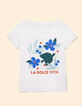 White short-sleeved maxi bird T-shirt I.Code-7