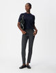 Graue schmale Jeans mit hoher Taille und Nietenverzierung Nina Damen-1