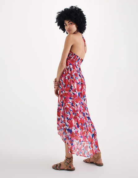 Asymmetrisches Recycling-Damenkleid mit Floral-Flash-Print