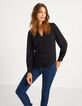 Schwarze Bluse mit bestickten Manschetten I.Code-2