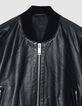 Schwarzer Lederbomber Damen maxi &Ouml;sen-Design-7