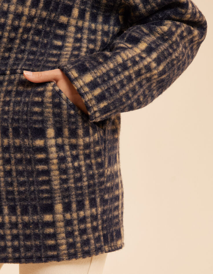 I.Code blue coat with beige check-5