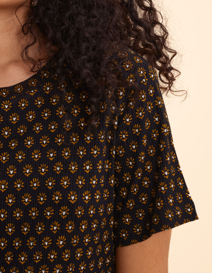 Robe noire imprimé floral cœur I.Code-6